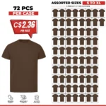 Soft Cotton Unisex T-Shirts Chocolate – 72 PCS Assorted Sizes Wholesale Case