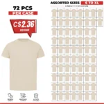 Soft Cotton Unisex T-Shirts Ecru – 72 PCS Assorted Sizes Wholesale Case