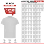 Soft Cotton Unisex T-Shirts HTR-Grey – 72 PCS Assorted Sizes Wholesale Case
