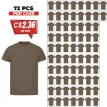 Soft Cotton Unisex T-Shirts Light Brown – 72 PCS Wholesale Case