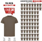Soft Cotton Unisex T-Shirts Light-Brown – 72 PCS Assorted Sizes Wholesale Case