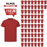 Soft Cotton Unisex T-Shirts Red – 72 PCS Wholesale Case