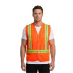 ORANGE TRICOAT SAFETY VEST WITH POCKET | 100 PCS WHOLESALE - Image 3