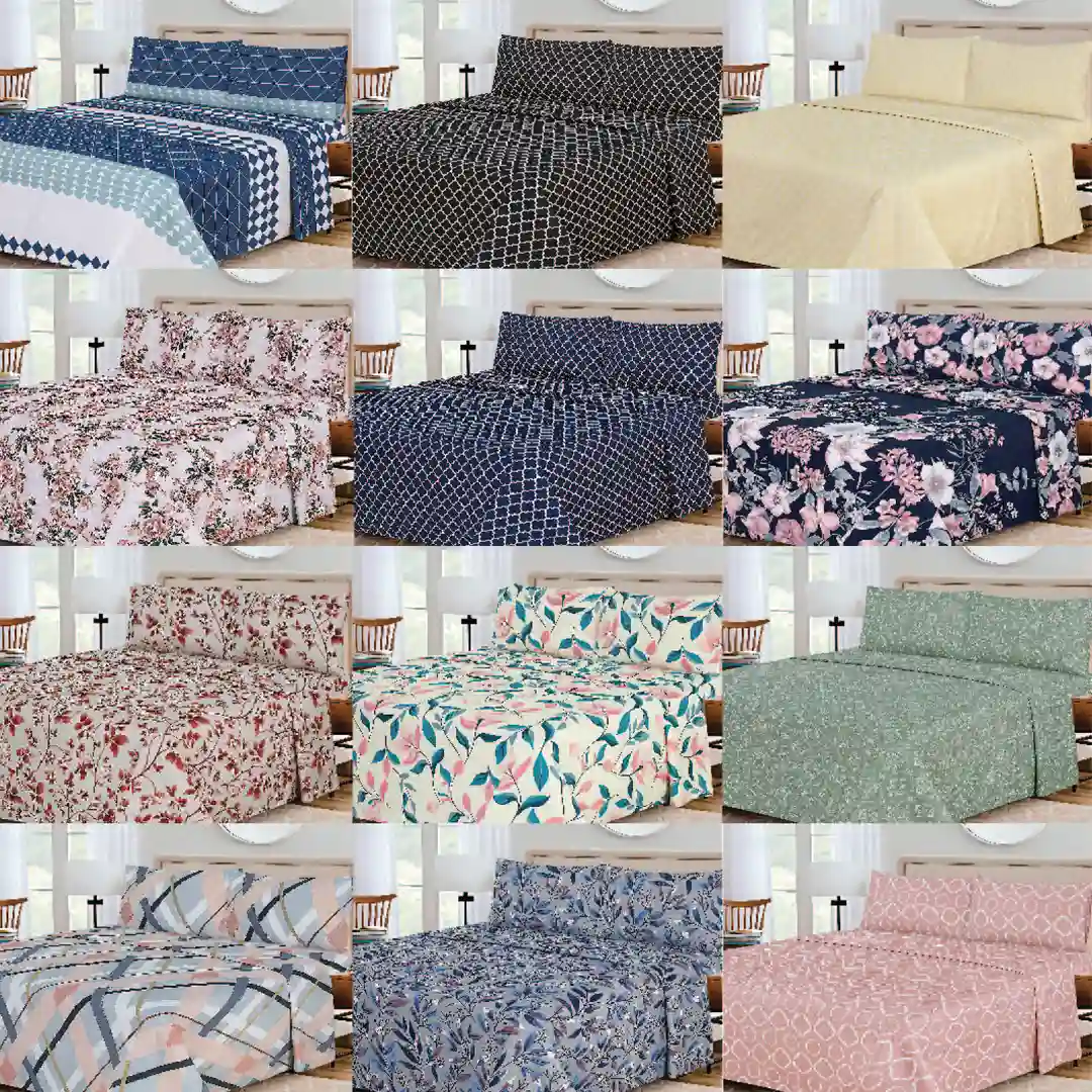 WHOLESALE 4 PCS PRINTED BEDSHEET SET (2800S) - BULK CASE WITH 12 UNIQUE DESIGNS