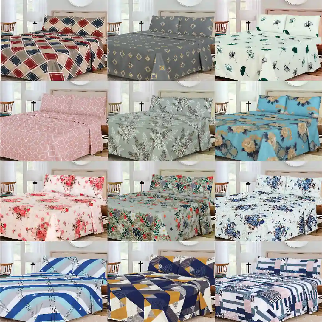 WHOLESALE 4 PCS PRINTED BEDSHEET SET (2800S) - BULK CASE WITH 12 UNIQUE DESIGNS